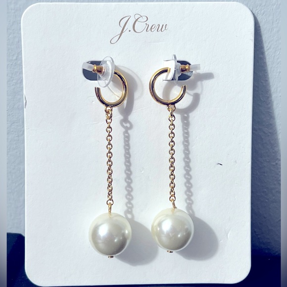 J. Crew Gold Chain and Pearl Drop Earrings - Picture 2 of 4